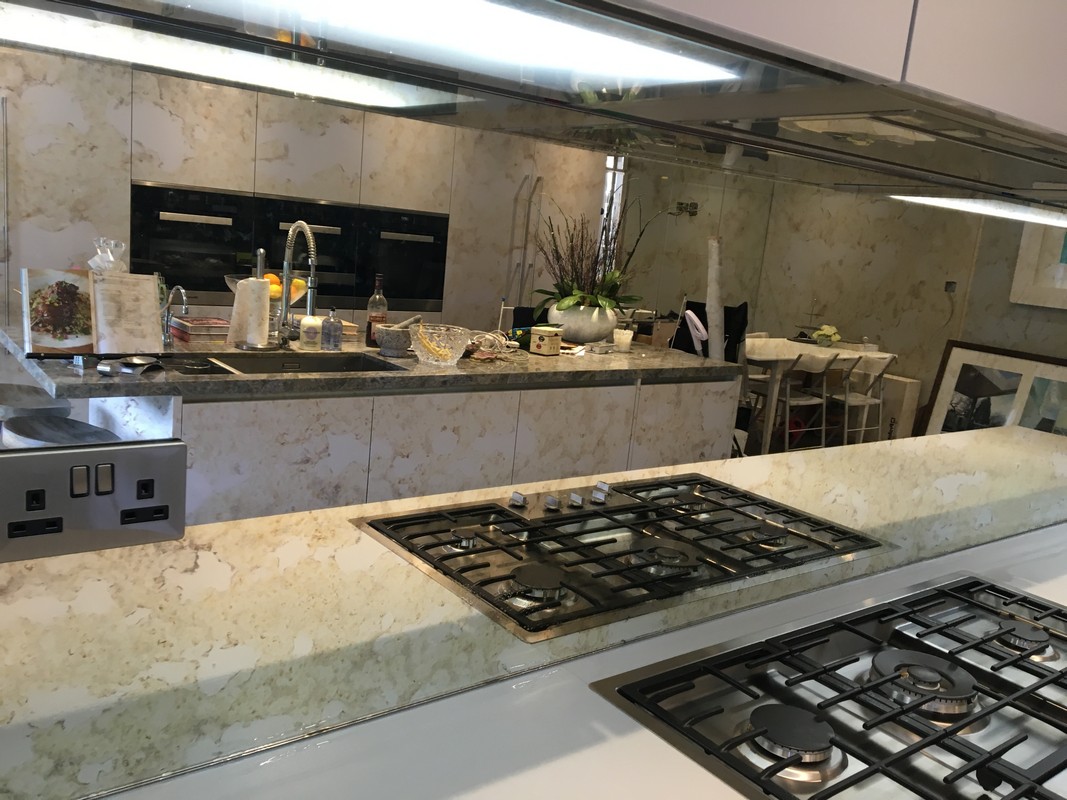 Mirror glass splashback in Manor Park luxury kitchen